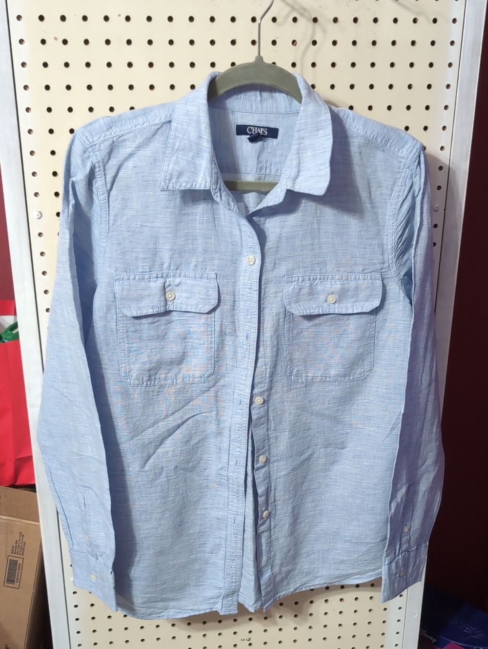 Chaps Light Blue Long Sleeve Casual Button-Down Shirt